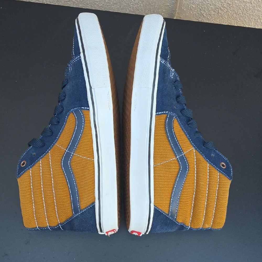 Vans Men's Navy and Mustard High-Top Sneakers - Picture 6 of 12